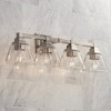 Regency Hill Mencino Modern Wall Light Satin Nickel Hardwire 28" 4-Light Fixture Clear Glass Shade for Bedroom Bathroom Vanity Living Room Hallway - 2 of 4