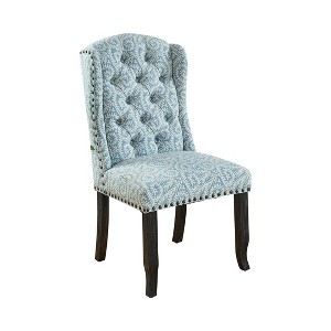 Set of 2 Edwards Fabric and Wood Accent Chairs Black/Blue - ioHOMES, Dressy Blue