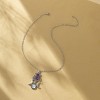 Gothic Moon Crystal Necklace - Black Crescent Pendant with Red & Purple Accents, Vintage Punk Jewelry - 2 of 4