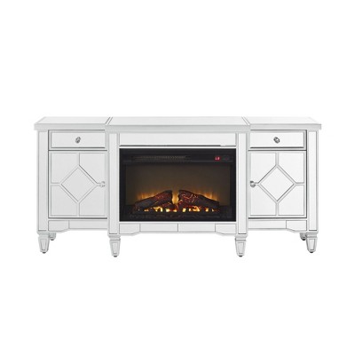 NicBex Silver Fireplace TV Stand with Electric Fireplace Insert,Modern Entertainment Center with 2 Doors for TV Up to 50",Silver