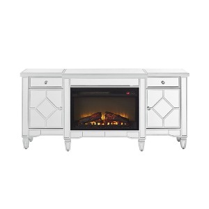 NicBex Silver Fireplace TV Stand with Electric Fireplace Insert,Modern Entertainment Center with 2 Doors for TV Up to 50",Silver - 1 of 4