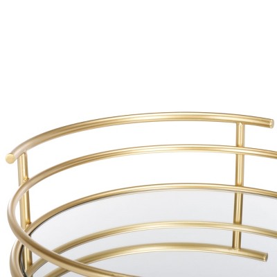 Ida Gold and Mirror Round 2-Tier Bar Cart
