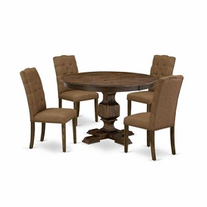 HomeStock 3-Piece Distressed Jacobean Finish Solid Wood Top Dining Table with 2 Chairs - 1 of 4