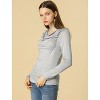 INSPIRE CHIC Women's Cowl Neck Long Sleeves Ribbed Ruched Knit Top Shirts - 4 of 4