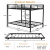 VASIP Full Bunk Bed with Safety Rails, Durable Square Tube Iron Frame & Easy Assembly for Kids Room and Guest Room,Black - 2 of 4