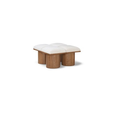 Meridian Furniture,Pavilion Cream Boucle Fabric Bench