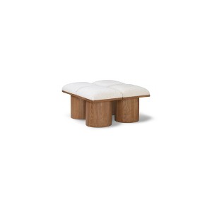 Meridian Furniture,Pavilion Cream Boucle Fabric Bench - 1 of 4