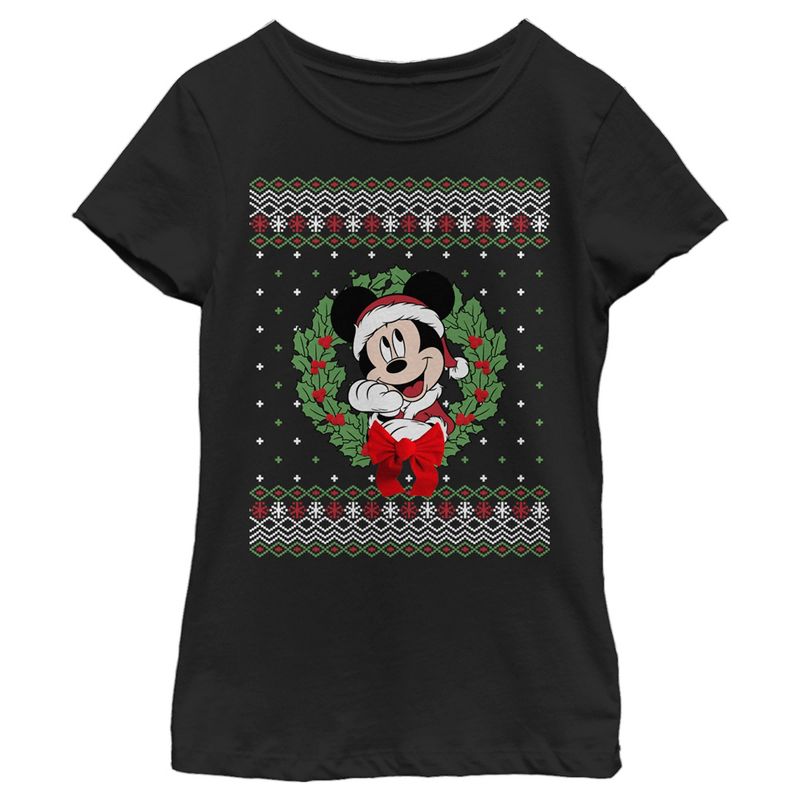 Girl's Disney Mickey and Friends Ugly Sweater T-Shirt, 1 of 5