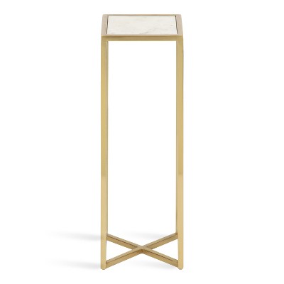 Jaspur Gold Finish Square Metal and Marble Accent Table