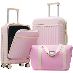 Kumasinova Hard-Shell Luggage,Set of 3,2 Expandable Suitcases with TSA Lock & Travel Bag,Front Opening Luggage with USB Ports,20"&24" - 1 of 4