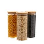 Juvale 3 Pack Glass Storage Containers with Bamboo Lids, Airtight Canisters for Pantry (32.5 oz)