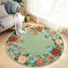 Vintage Floral Scalloped Area Rug Machine Washable Rug Stain Resistant Easy Cleaning Carpet Non Slip Soft Low Pile Folding Floor Cover For Home - 2 of 4