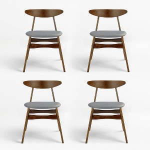 WestinTrends Mid Century Modern Solid Wood Upholstered Dining Side Chair (Set of 4) - 1 of 4