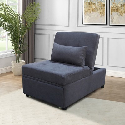 Folding Ottoman Sofa Bed with Wood Frame for small space Living Room, Bedroom Office, Dark Gray