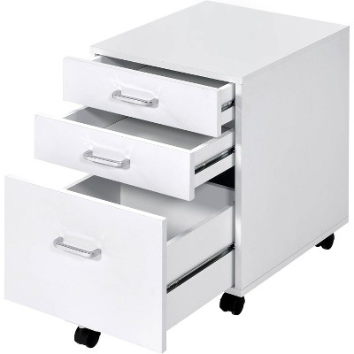 YONWAY 3 Drawer File Cabinet for Home Office, Mobile Storage Cabinet with Lock and Wheels, for Legal/Letter A4 Size