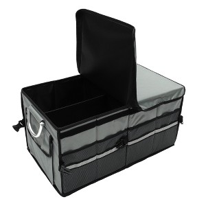 Unique Bargains Universal Car Trunk Organizer Car Storage Organizer with Reflective Strip Foldable Gray 1 Pc - 1 of 4