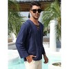 Clearlove Mens Linen Henley Shirts Lace Up Long Sleeve V Neck Casual Lightweight Cotton Hippie Shirts - 3 of 4