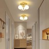 PAKOKULA 11.81 in. 3-Light Gold Farmhouse Semi-Flush Mount Ceiling Light with Frosted Glass Shade - 3 of 4