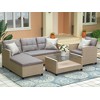 Outdoor Patio Rattan 4-Piece Conversational Modular Sofa Set with Seat Cushion and Coffee Table - ModernLuxe - 2 of 4