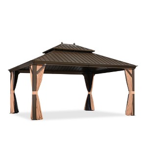 PURPLE LEAF Outdoor Hardtop Gazebo Canopy for Patio Deck Backyard Heavy Duty Outside Sunshade with Netting and Curtains - 1 of 4
