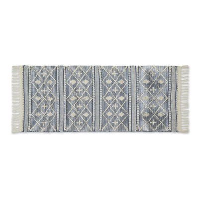 Design Imports Diamond Textured Fringe - Natural & French Blue - 2 Ft 3 In X 6 Ft
