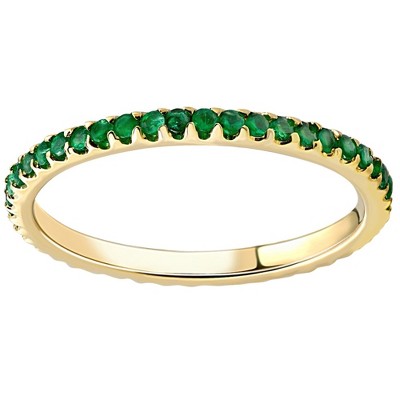 Pompeii3 1/2Ct Emerald Eternity Ring Anniversary Band 10k Yellow Gold