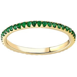 Pompeii3 1/2Ct Emerald Eternity Ring Anniversary Band 10k Yellow Gold - 1 of 4