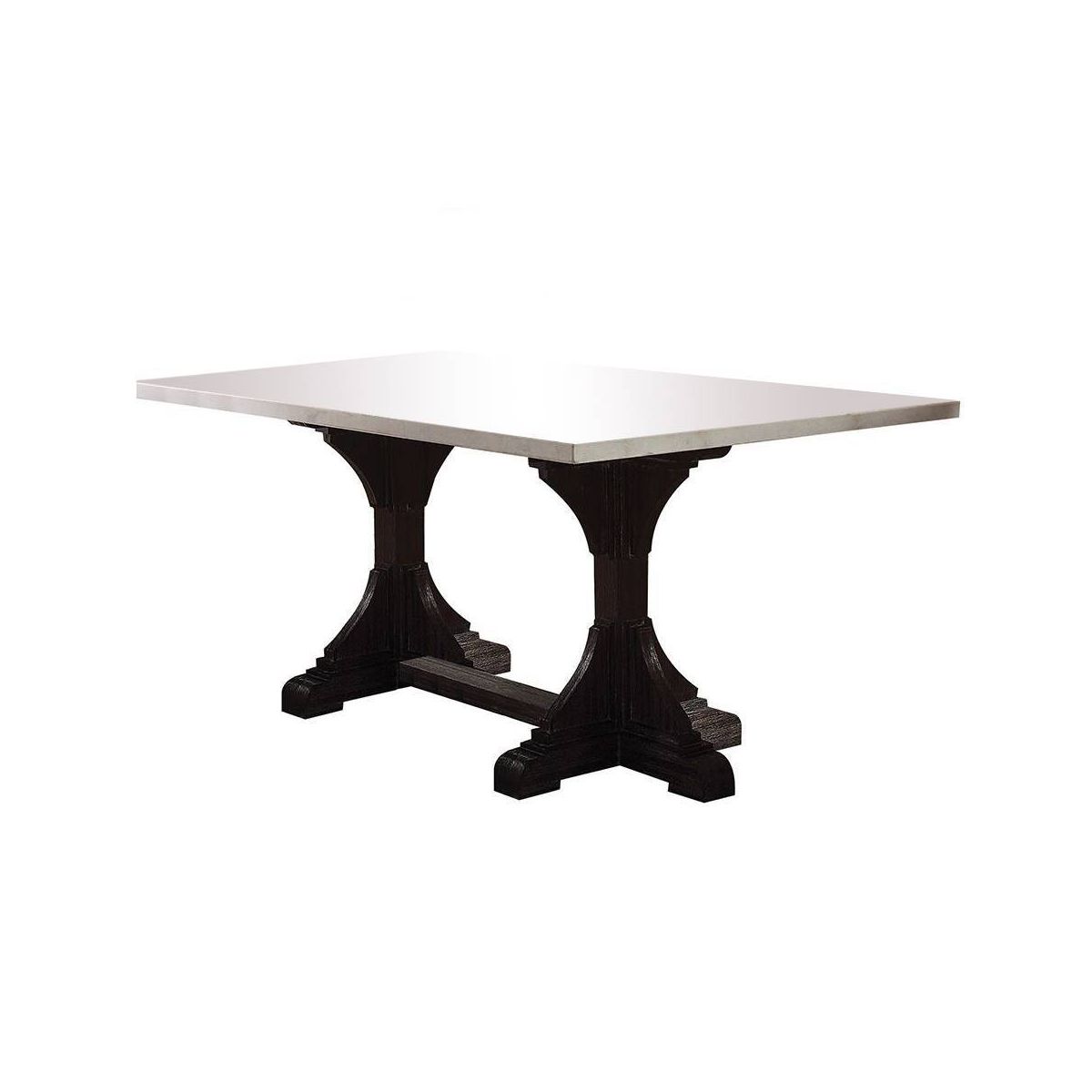Acme Furniture 72" Gerardo Dining Table White Marble Top/Weathered Espresso Finish