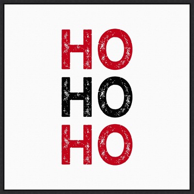 22" x 22" Ho Ho Ho Red Black Framed Wall Canvas - Amanti Art