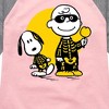 Girls' - Peanuts - Charlie And Snoopy Skeleton Shirt Tail Raglan Graphic T-shirt - 2 of 4