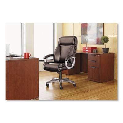 Brown High-Back Leather Executive Swivel Chair with Adjustable Arms