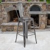 Flash Furniture Commercial Grade 30" High Distressed Metal Indoor-Outdoor Barstool with Back - 2 of 4
