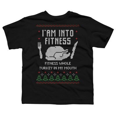Boy's Design By Humans Fitness Whole Turkey Ugly Christmas Sweater By shirtpublic T-Shirt