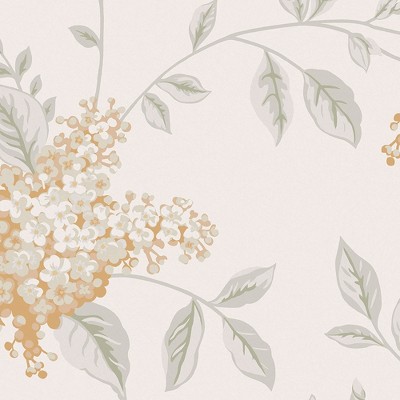 Apricot and White Floral Non-Woven Removable Wallpaper