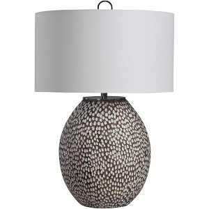 Uttermost Rustic Table Lamp 27 1/4" Tall Brushed Gray Crackled White Ceramic Linen Fabric Drum Shade for Living Room Bedroom House - 1 of 1