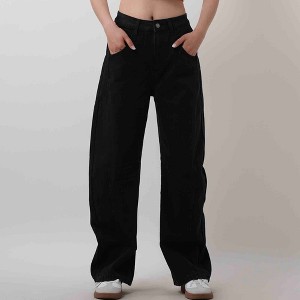 Women's Distressed Barrel-Leg Jeans - Baggy Slouchy Fit with 4-Pockets Denim Pants Cherie Code - 1 of 4