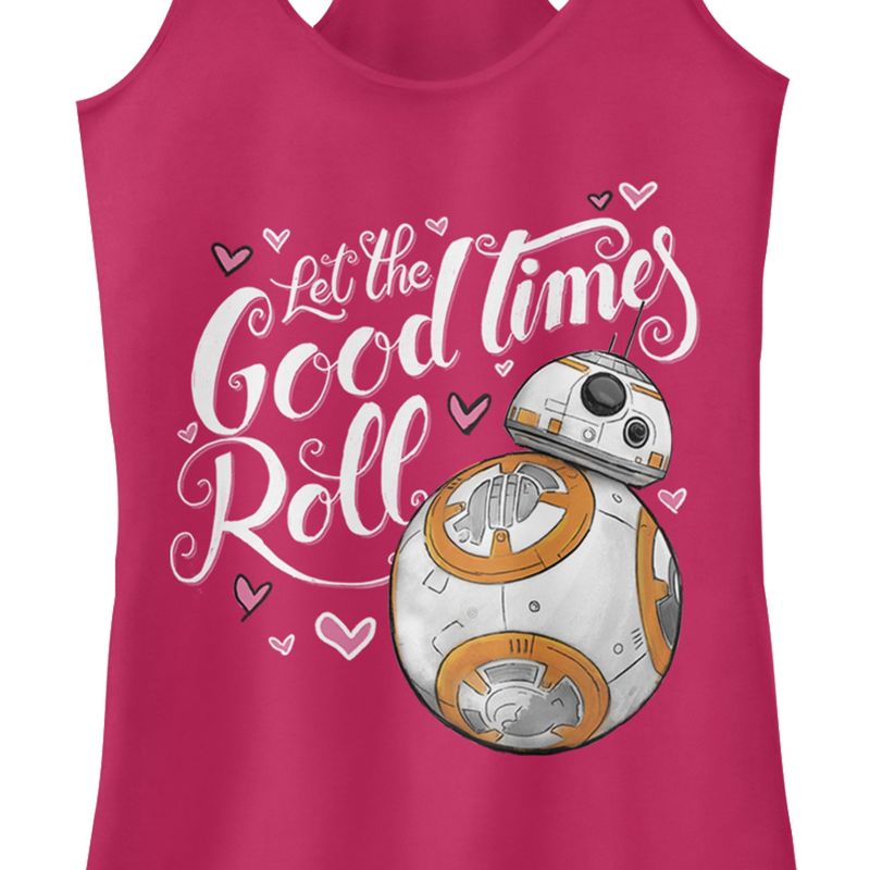Juniors Womens Star Wars The Force Awakens Valentine BB-8 Good Times Roll Racerback Tank Top, 2 of 5
