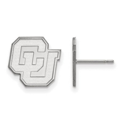 Black Bow Jewelry 14k White Gold Colorado Buffalos NCAA Post Earrings