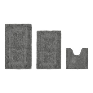 Lux Premium 100% Cotton  Ultra-Soft Tufted Solid Reversible 3 Piece Bath Rug Set, Water-Absorbent, Durable, Machine Washable Bathroom Rug - 1 of 4