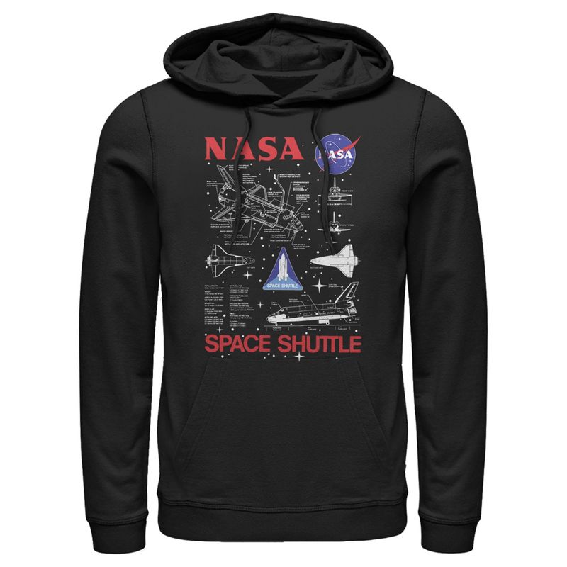 Men's NASA Space Shuttle Schematic Details Pull Over Hoodie, 1 of 4