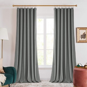 Deconovo 2 Panels Velvet Curtains with 8.5cm New Tape Heading, No Tiebacks, Luxury Soft Drapes for Living Room and Bedroom - 1 of 4