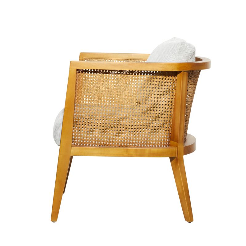 Contemporary Natural Caned Poplar Wood Upholstered Accent Chair Brown - Olivia &#38; May, 4 of 32
