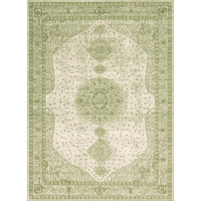 Green Medallion Synthetic Rectangular 9' x 12' Area Rug