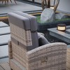 Garvee Outdoor Recliner Chair, Rattan Lounge Chair with Adjustable Backrest & Footrest, 150° Lay Flat, Flip-Up Table, Removable Cushion - 3 of 4