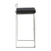 LumiSource Set of 3 Fuji Stacker Barstools Stainless Steel/Black PU - 3 of 4