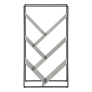 Vynxaria 3-Tier Black Laminate & Metal Bookshelf: 60" Contemporary Bookcase for Office & Bedroom Storage - 1 of 4