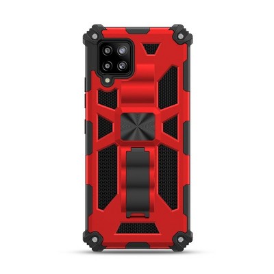 MyBat Sturdy Hybrid Protector Cover Case (with Stand) Compatible With Samsung Galaxy A42 5G - Red / Black