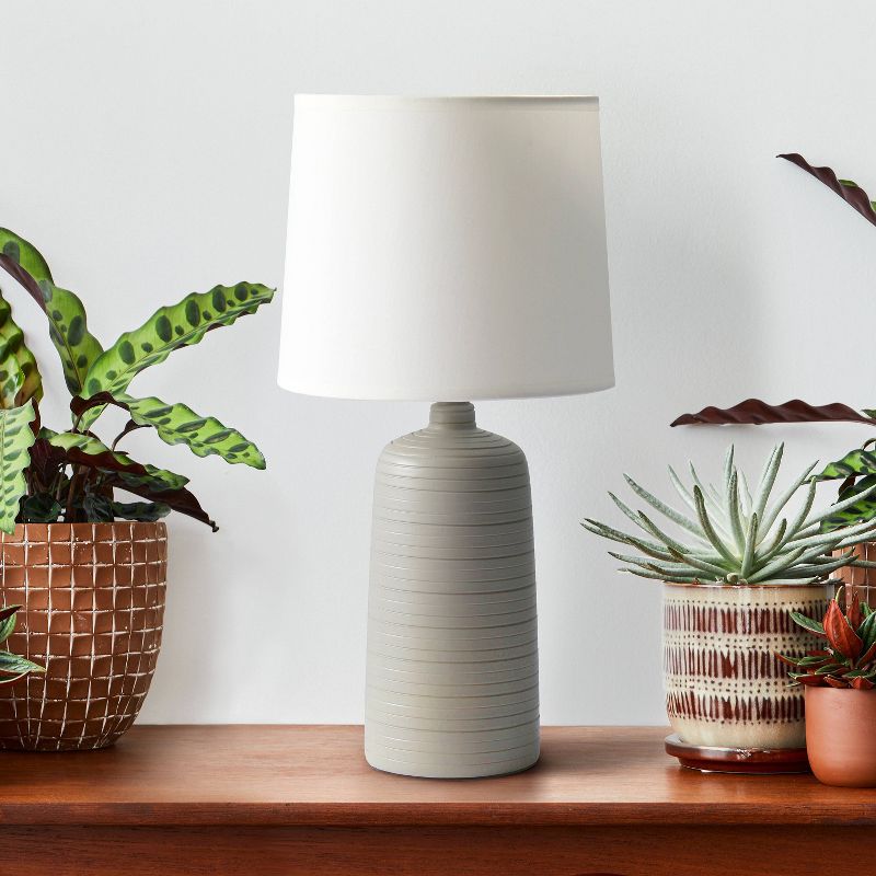 Textured Linear Ceramic Table Lamp - Simple Designs, 4 of 10