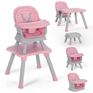 Kinder King 8 in 1 Baby High Chair, Coverts to Dining Booster Seat, Removable Tray & Double Seat Cover, Easy to Wipe - 1 of 4