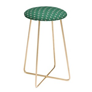 Maritza Lisa Retro Pink Leaf Counter Height Barstool - Deny Designs - 1 of 2